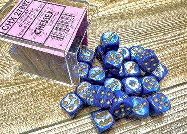 Lustrous - Purple w/Gold - 12mm d6 Dice Block (36 dice)