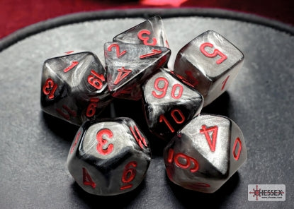 Velvet - Mini-Hedral - Black w/Red - 7-Dice Set