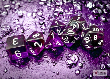 Translucent - Purple w/White - Polyhedral 7-Dice Set