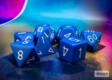 Opaque - Blue w/White - Polyhedral 7-Dice Set