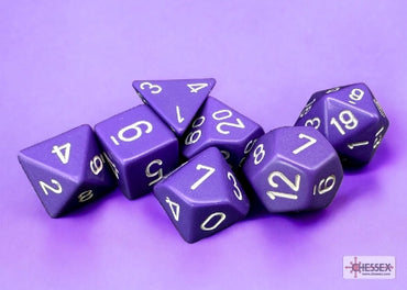 Opaque - Purple w/White - Polyhedral 7-Dice Set