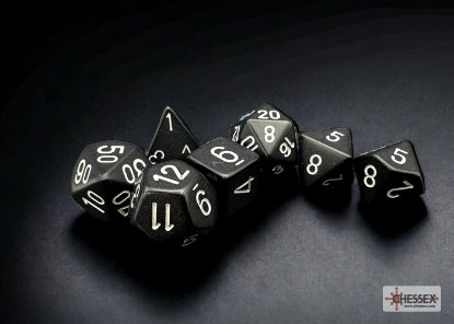 Opaque - Black w/White - Polyhedral 7-Dice Set