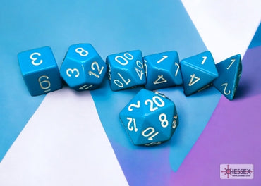 Opaque - Lt Blue w/White - Polyhedral 7-Dice Set
