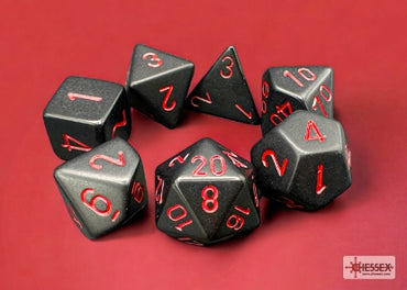 Opaque - Black w/Red - Polyhedral 7-Dice Set