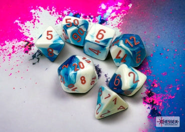 Gemini - Astral Blue-White w/Red - Polyhedral 7-Die Set