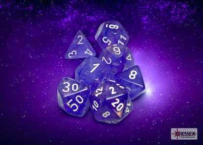Borealis - Purple w/White Luminary - Polyhedral 7-Dice Set
