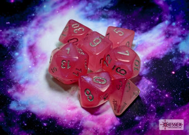 Borealis - Pink w/Silver Luminary - Polyhedral 7-Dice Set