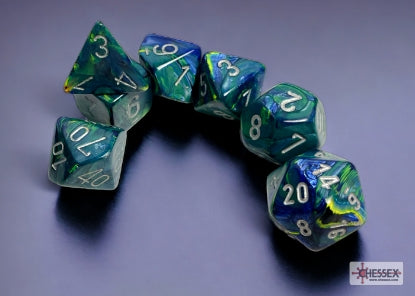 Festive - Green w/Silver - Polyhedral 7-Dice Set