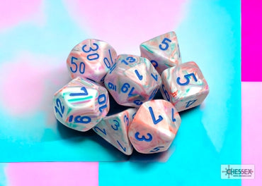 Festive - Pop Art w/Blue - Polyhedral 7-Dice Set