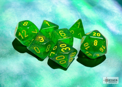 Borealis - Maple Green w/Yellow - Polyhedral 7-Dice Set