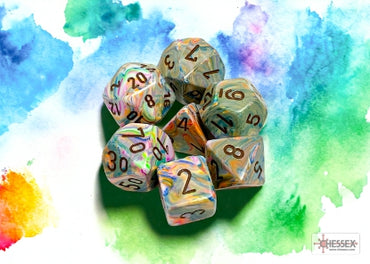 Festive - Vibrant w/Brown - Polyhedral 7-Dice Set