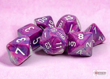 Festive - Violet w/White - Polyhedral 7-Dice Set