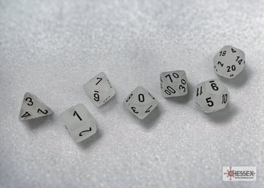 Frosted - Clear w/Black - Polyhedral 7-Dice Set