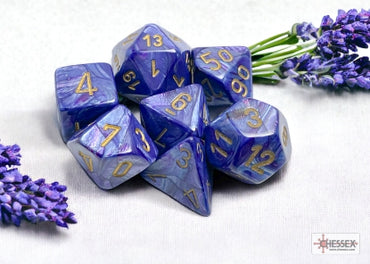 Lustrious - Purple w/Gold - Polyhedral 7-Dice Set