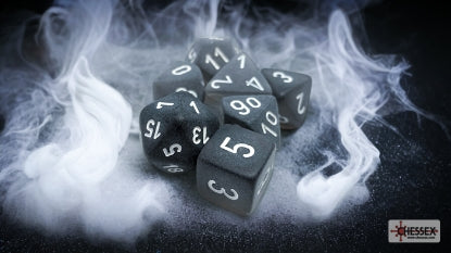 Frosted - Smoke w/White - Polyhedral 7-Die Set