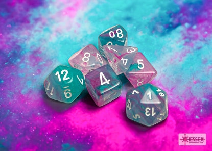 Nebula - Wisteria w/White Luminary - Polyhedral 7-Dice Set