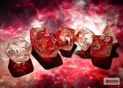 Nebula - Red w/Silver Luminary - Polyhedral 7-Dice Set