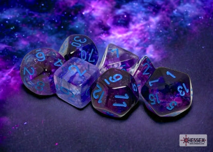 Nebula - Nocturnal w/Blue Luminary - Polyhedral 7-Dice Set