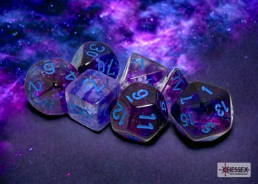 Nebula - Nocturnal w/Blue Luminary - Polyhedral 7-Dice Set
