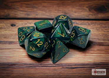 Scarab - Jade w/Gold - Polyhedral 7-Dice Set