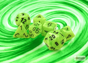 Vortex - Bright Green w/Black - Polyhedral 7-Dice Set