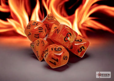 Vortex - Orange w/Black - Polyhedral 7-Dice Set