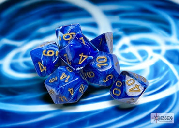 Vortex - Blue w/Gold - Polyhedral 7-Dice Set