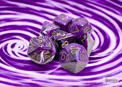 Vortex - Purple w/Gold - Polyhedral 7-Dice Set