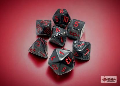 Velvet - Black w/Red - Polyhedral 7-Dice Set