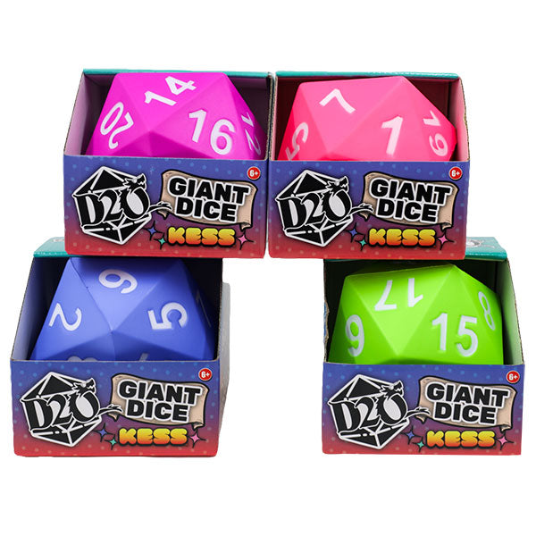 Foam Dice: Giant Dice- D20 AssortmentPeriwinkle/Purple/Green/Pink (3 of each)