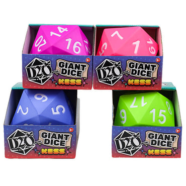 Foam Dice: Giant Dice- D20 AssortmentPeriwinkle/Purple/Green/Pink (3 of each)