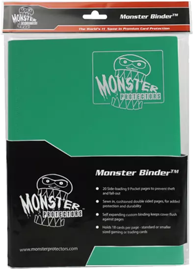 Monster 9 Pocket Binder Green Emerald