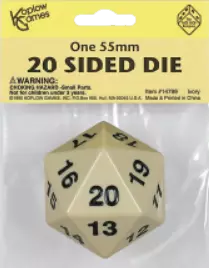 Koplow White d20 55MM Spin Down Die