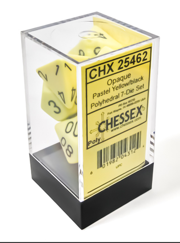 Opaque - Yellow w/ black - Polyhedral 7-Dice Set