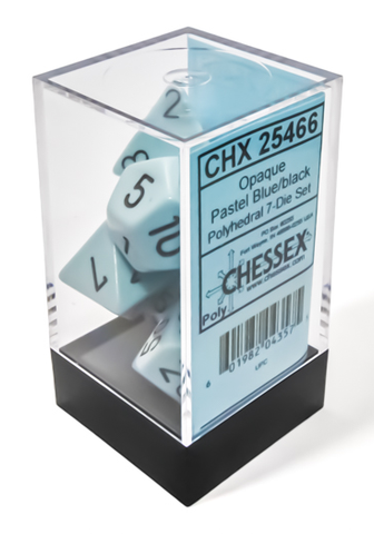 Opaque - Pastel Blue w/ black - Polyhedral 7-Dice Set