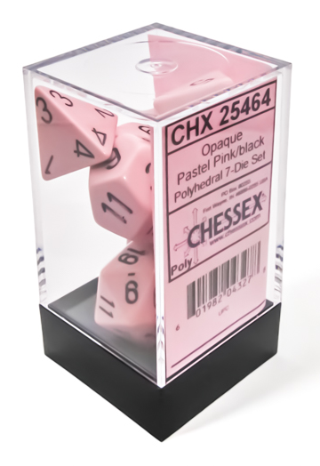 Opaque - Pink w/ black - Polyhedral 7-Dice Set