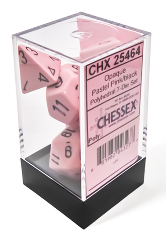 Opaque - Pink w/ black - Polyhedral 7-Dice Set