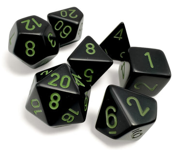 Opaque - Black w/ green - Polyhedral 7-Dice Set