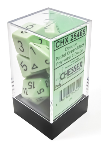 Opaque - Pastel Green w/ black - Polyhedral 7-Dice Set