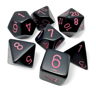 Opaque - Black w/ pink - Polyhedral 7-Dice Set