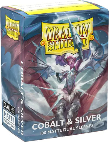 Dragon Shield Sleeves: Duel Matte Cobalt & Silver