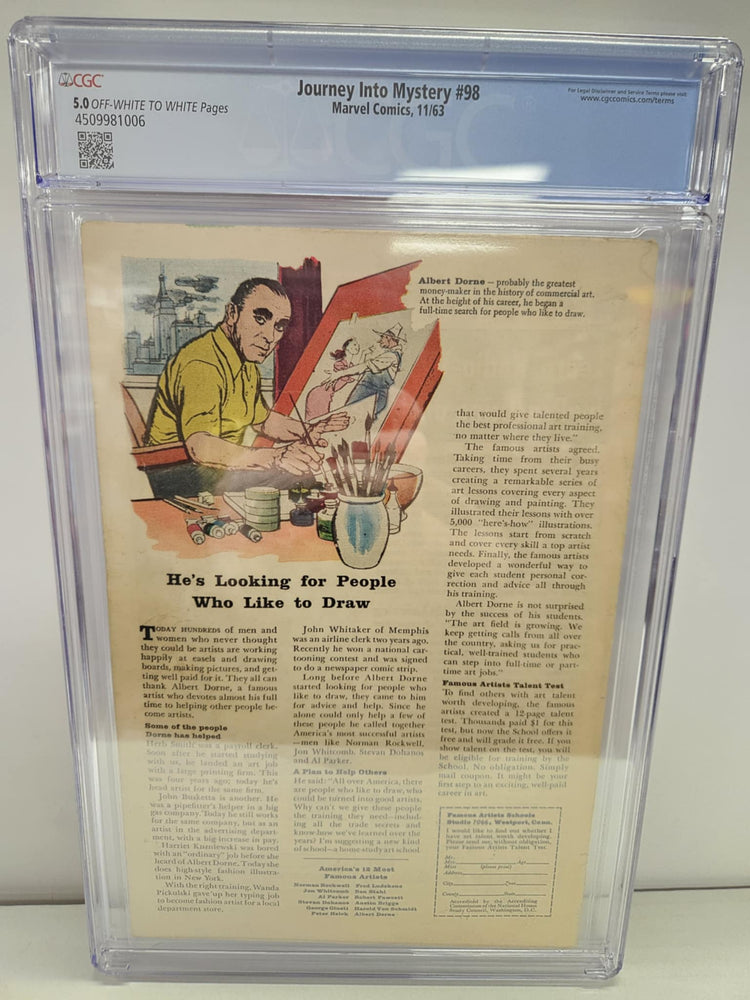 Journey Into Mystery #98 CGC 5.0