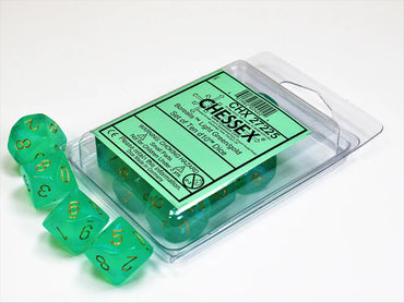 Borealis - Light Green w/Gold - Set of Ten d10s