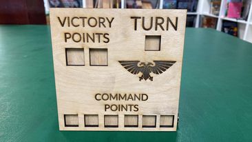 Image shows board with spots for Victory Points, Turn, and Command points
