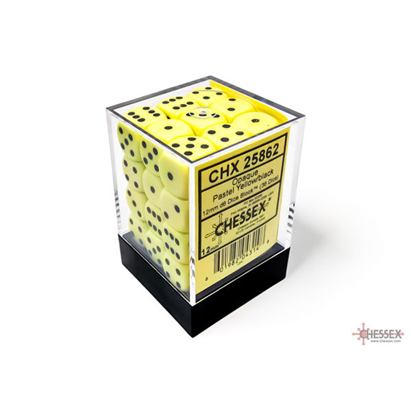 12mm 36d6 Opaque: Opaque Pastel Yellow/black