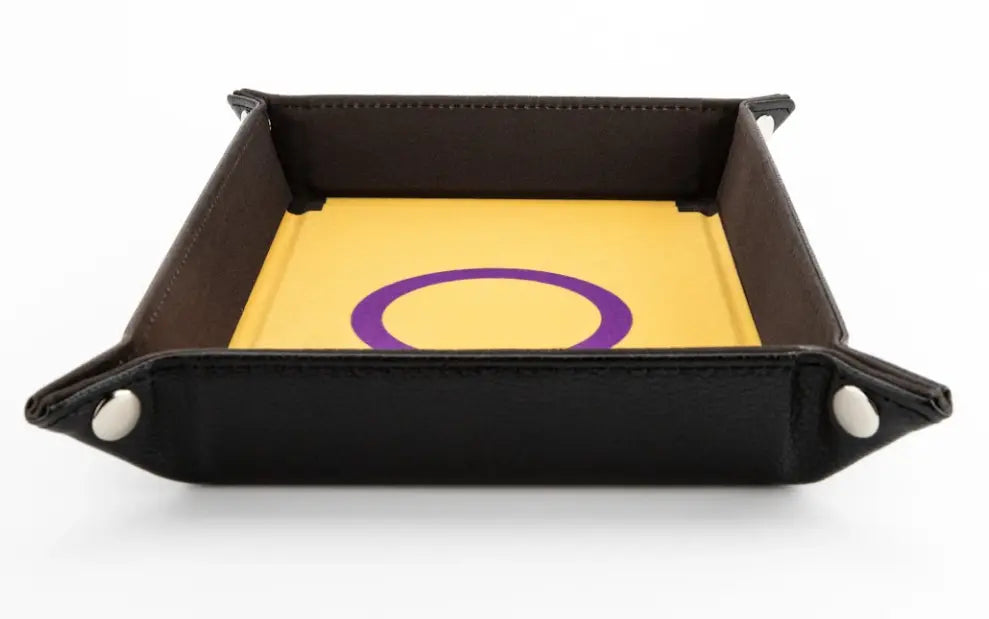 FanRoll Dice Tray Fold Up Velvet with Leather Backing - Pride Intersex
