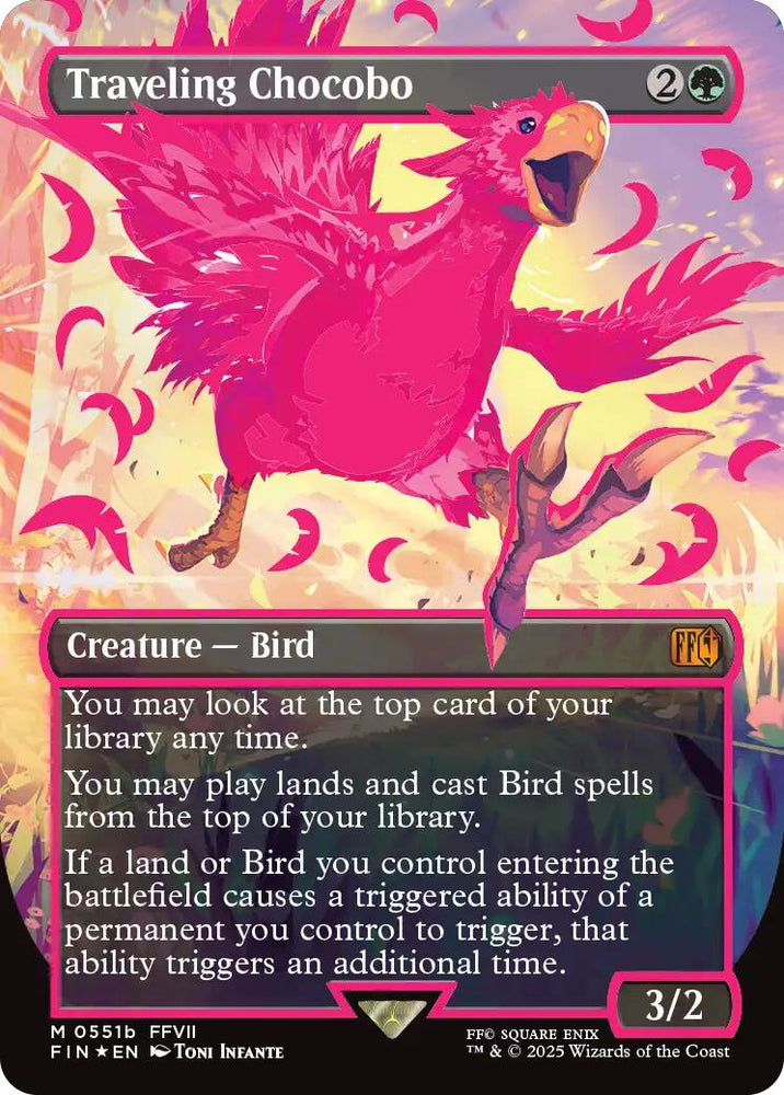 Traveling Chocobo (Borderless) (Neon Ink Pink) [FINAL FANTASY]