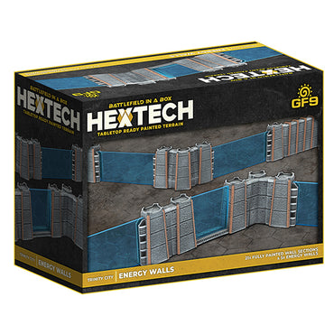 Battlefield in a Box: Hextech Terrain- Wave 9- Trinity City- Energy Walls (x26)- Grey/Blue