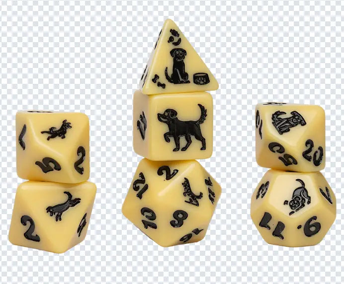 Sirius Dice 7 Dice Set Animals - Golden Pup
