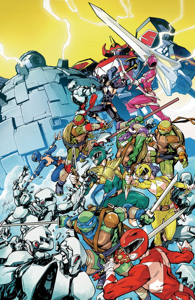 Mighty Morphin Power Rangers/Teenage Mutant Ninja Turtles III #4 M 1:5 Foc Variant Edition (Full Art, Foil Stamp, Prasetya)